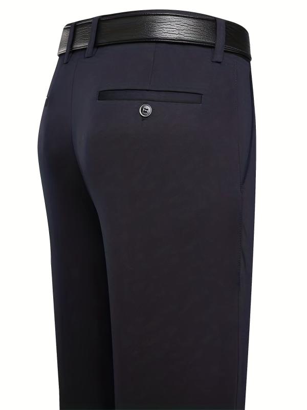 Men's Solid Stretch Dress Pants for Business
