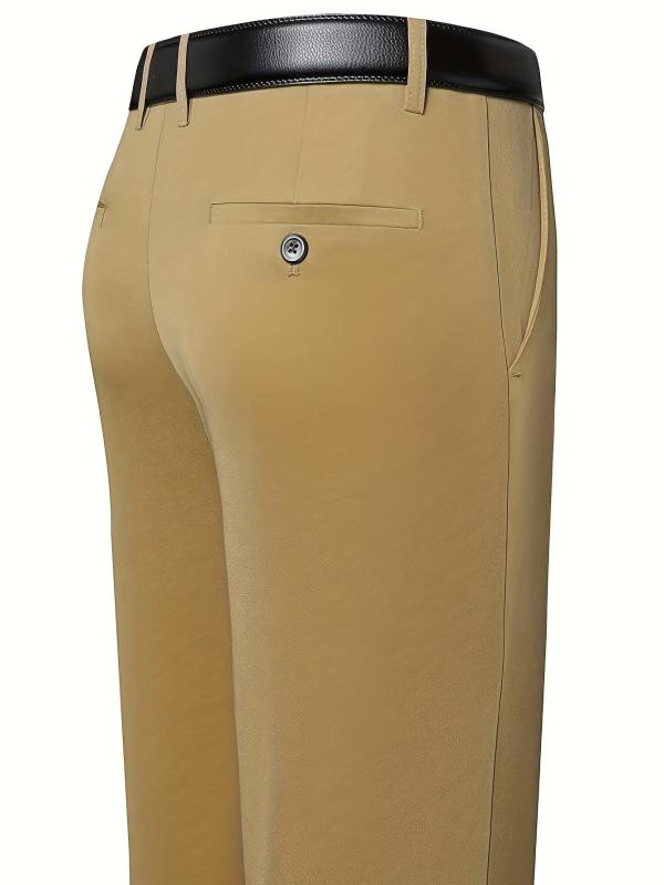 Men's Solid Stretch Dress Pants for Business
