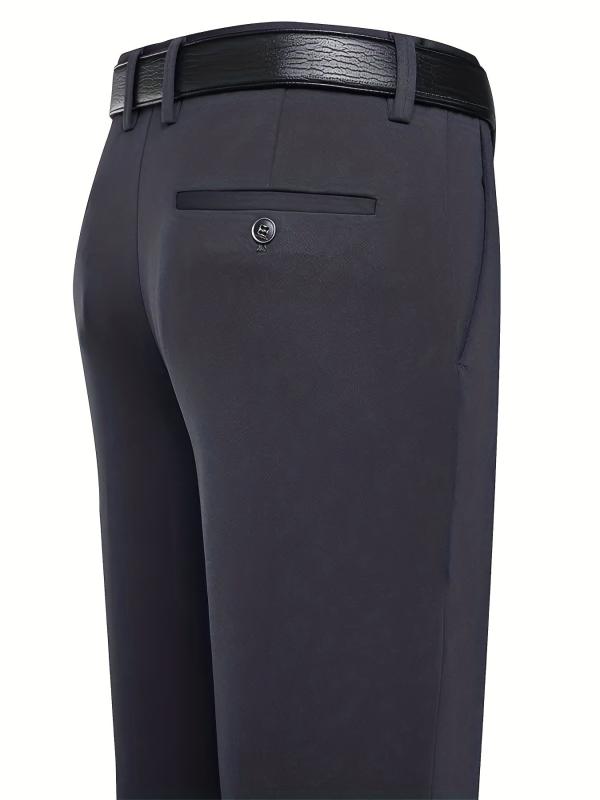 Men's Solid Stretch Dress Pants for Business