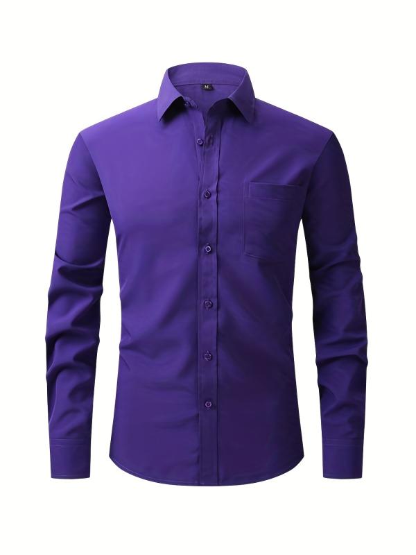Men's Classic Dress Shirt with Lapel Collar