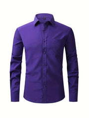 Men's Classic Dress Shirt with Lapel Collar