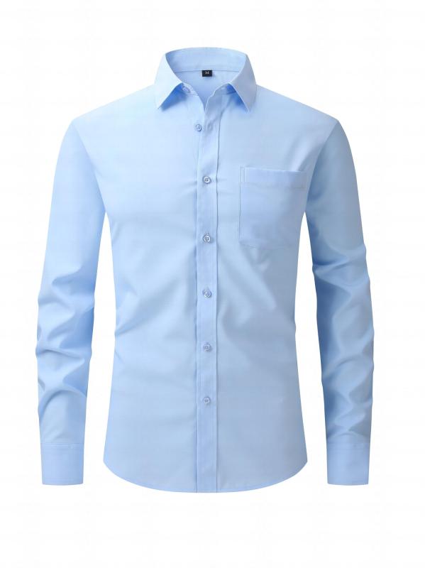 Men's Classic Dress Shirt with Lapel Collar