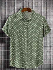 Striped Men's Short Sleeve Shirt for Summer Vacation