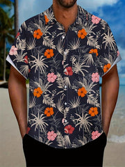 Tropical Leaf Pattern Short Sleeve Hawaiian Shirt