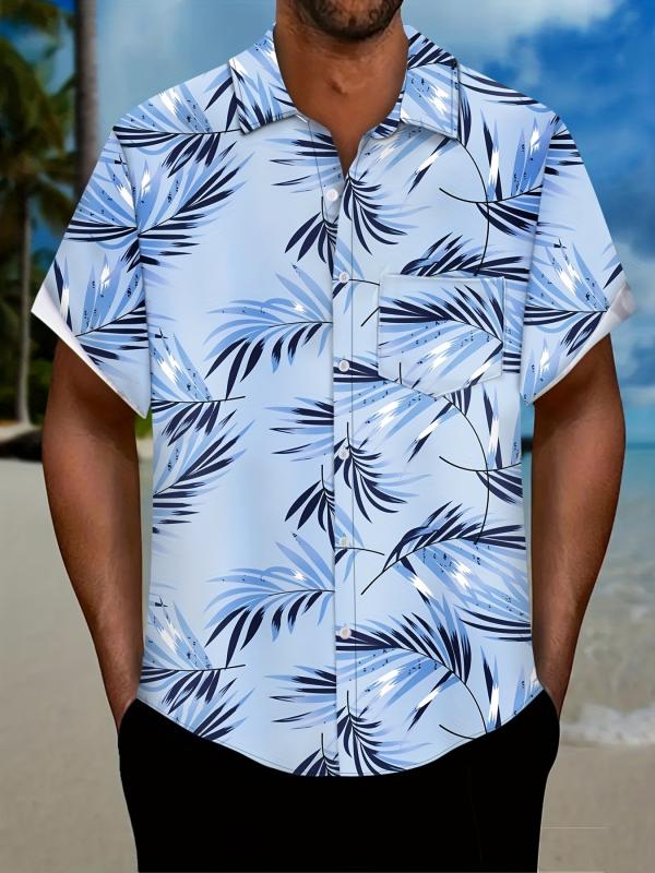 Tropical Leaf Pattern Short Sleeve Hawaiian Shirt