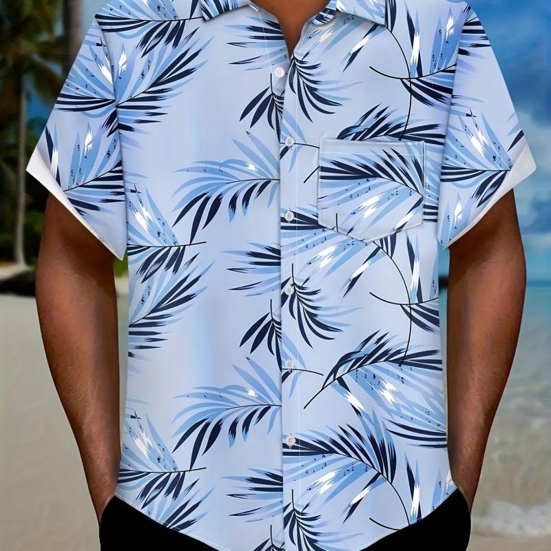 Tropical Leaf Pattern Short Sleeve Hawaiian Shirt