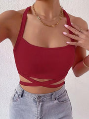 Sexy Lace Up Backless Crop Cami Top