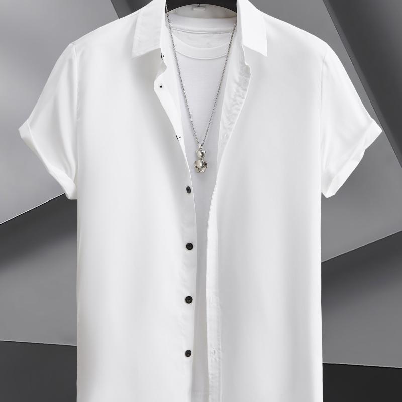 Solid Men's Short Sleeve Casual Shirt for Summer