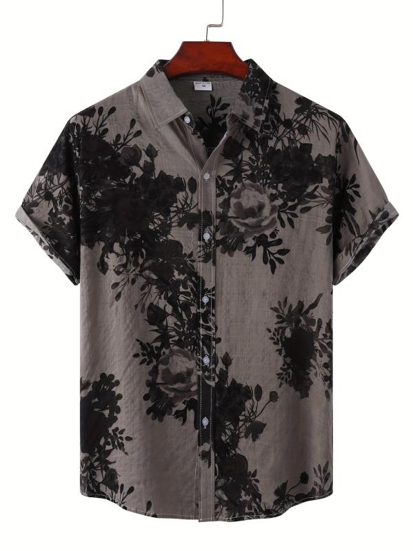 Men s Grey Short Sleeve Casual Shirt