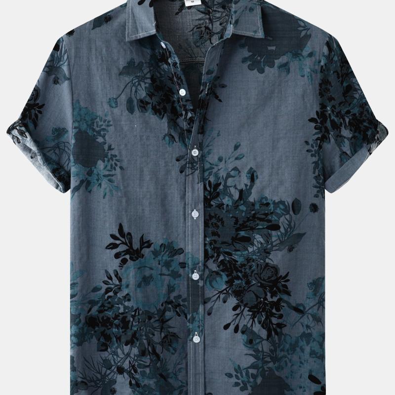 Men s Grey Short Sleeve Casual Shirt
