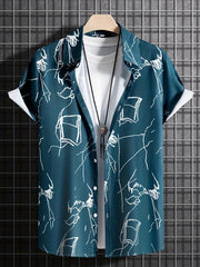 Casual Short Sleeve Hawaiian Shirt for Summer Vacation