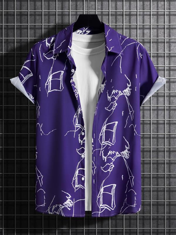 Casual Short Sleeve Hawaiian Shirt for Summer Vacation