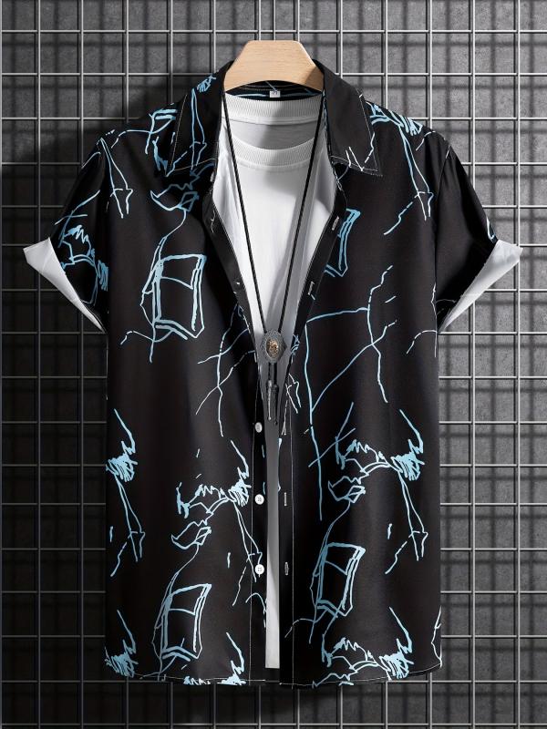 Casual Short Sleeve Hawaiian Shirt for Summer Vacation