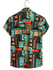Men s Geometric Pattern Short Sleeve Shirt