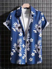 Floral Pattern Short Sleeve Hawaiian Shirt for Summer