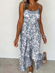 Floral Print Wide Leg Cami Boho Jumpsuit