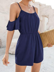 Cold Shoulder Rompers Spaghetti Slim Waist Women's Clothing