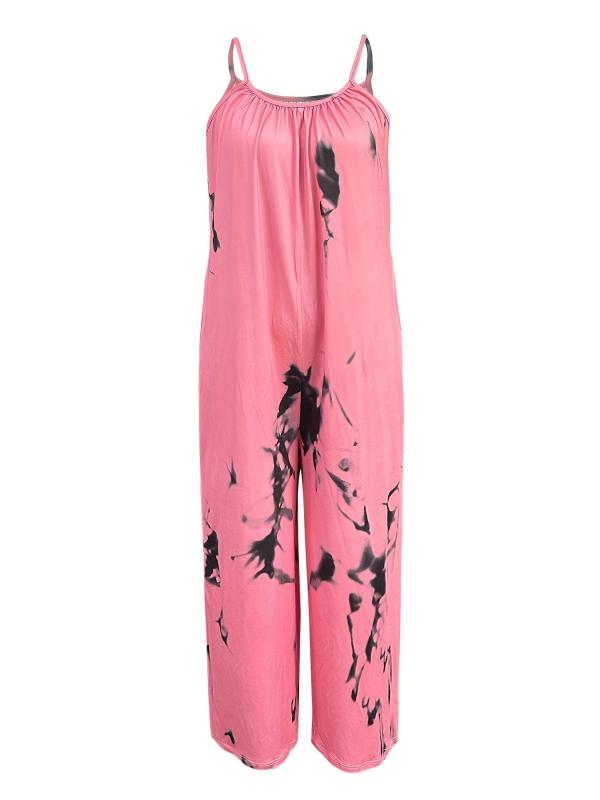 Boho Loose Tie Dye Cami Jumpsuit Wide Leg Romper