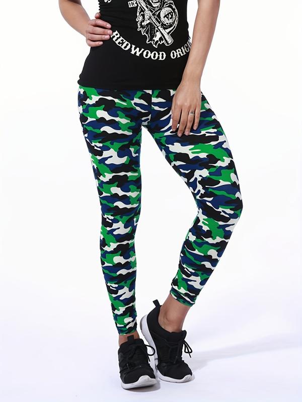 Camo Print High Waist Leggings for Women