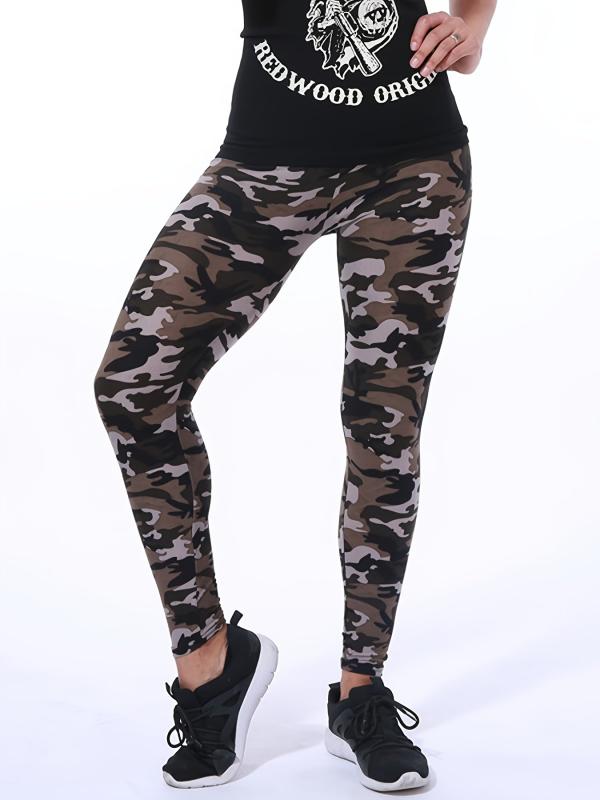 Camo Print High Waist Leggings for Women