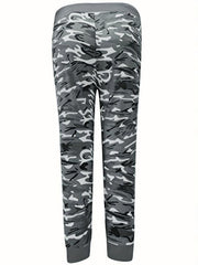 Camo Print Drawstring Leggings Casual Slim Summer Random Printing Leggings
