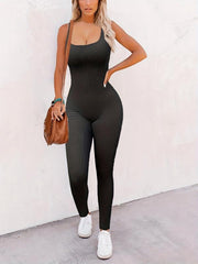 Scoop Neck Bodycon Jumpsuit Sleeveless Workout Jumpsuit