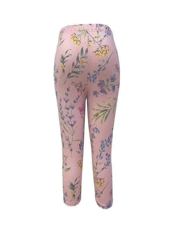 Floral Print Capris Leggings Women's Crop Leggings