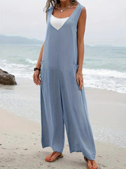 Casual Loose Tank Jumpsuit with Pockets for Women