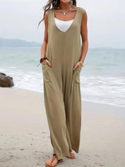 Casual Loose Tank Jumpsuit with Pockets for Women