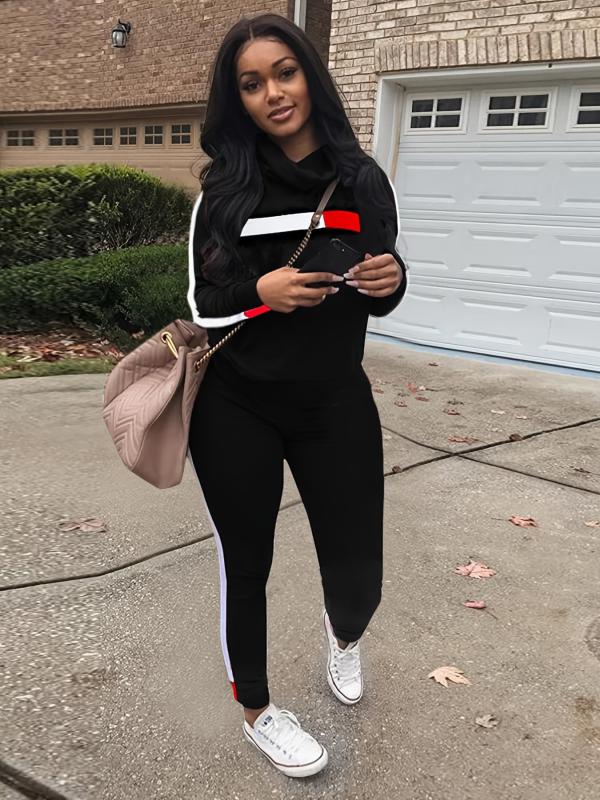 Striped Graphic Tracksuit Turtleneck Shirt & Sweatpants