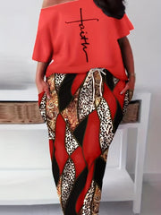 Camouflage Two Piece Skirt Set Short Sleeve T shirt & Drawstring Skirt