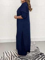 Longline Split Top & Elastic Pants Set