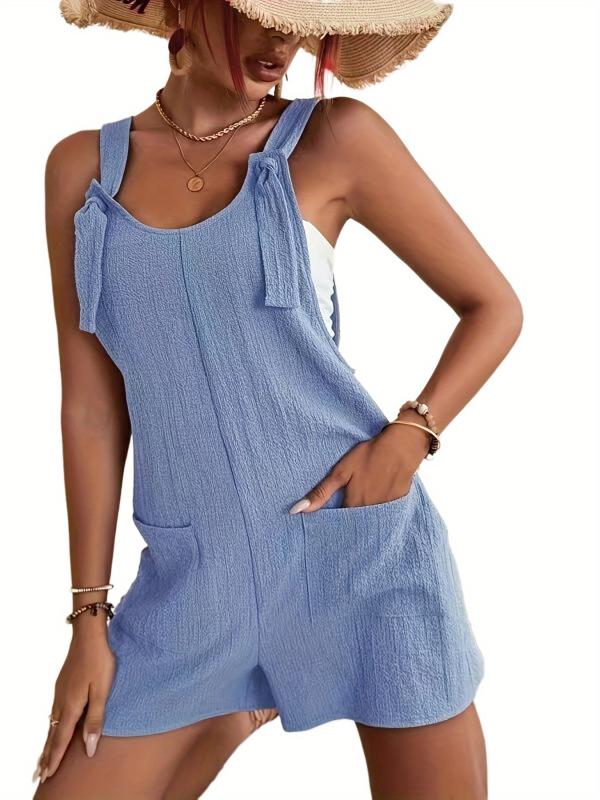 Solid Loose Pocket Romper Casual Every Jumpsuit Women's Clothing