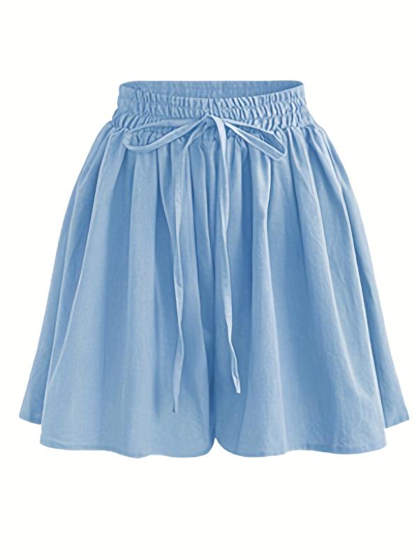 Boho Wide Leg Drawstring Shorts Dual Pockets Smocked Waist Women's Clothing