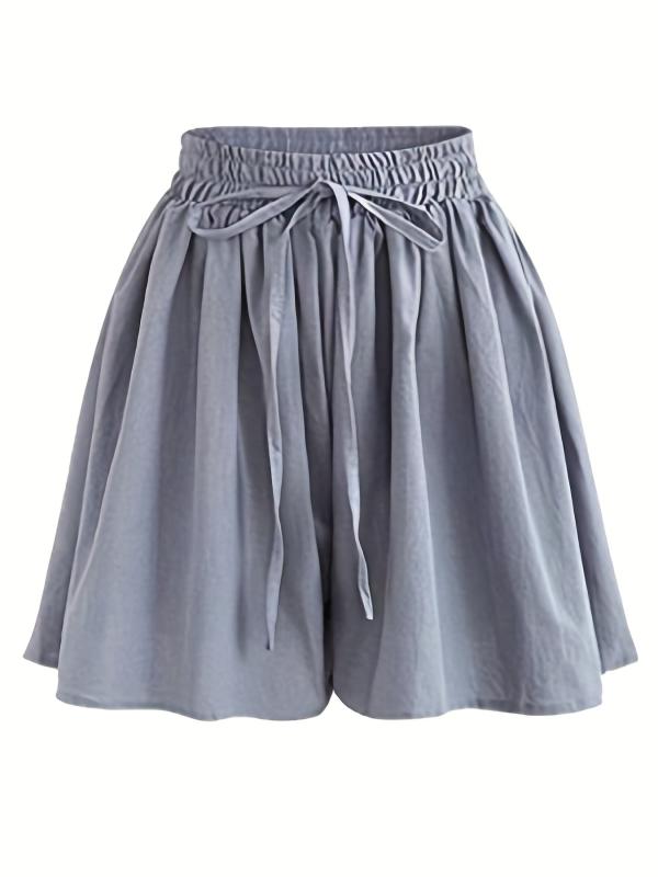 Boho Wide Leg Drawstring Shorts Dual Pockets Smocked Waist Women's Clothing