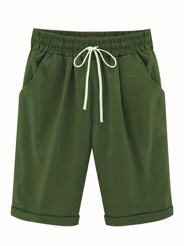 Elastic Drawstring Pockets Summer Shorts Women's Clothing
