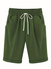 Elastic Drawstring Pockets Summer Shorts Women's Clothing