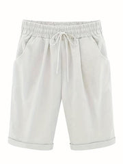 Elastic Drawstring Pockets Summer Shorts Women's Clothing