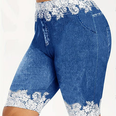 Denim Print Short Jeggings Slim Casual Shorts Women's Clothing