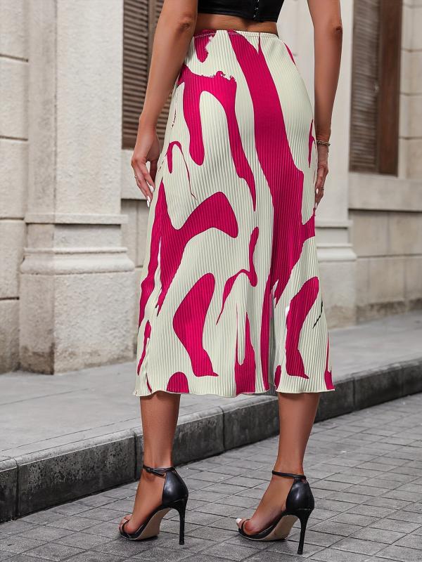 Abstract Print Mid Length Skirt