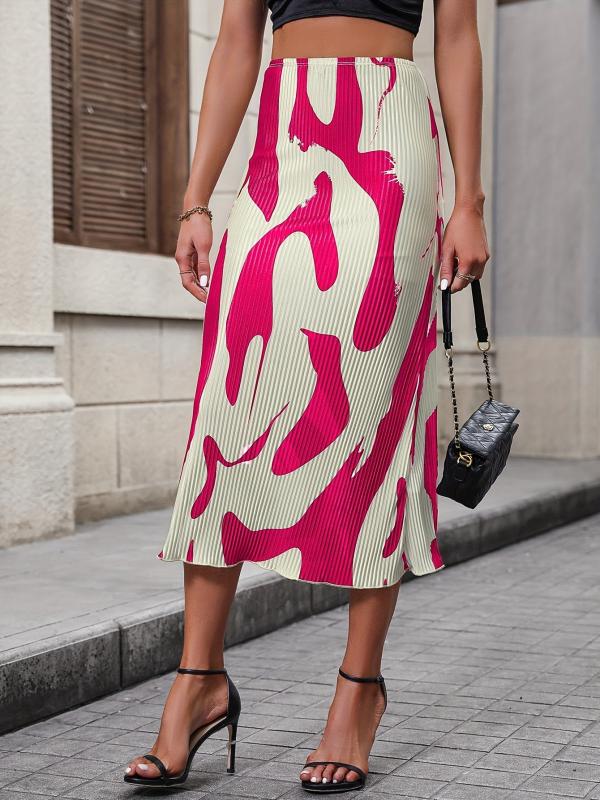 Abstract Print Mid Length Skirt