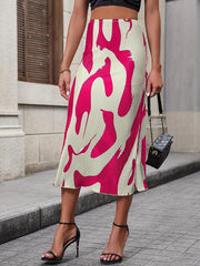 Abstract Print Mid Length Skirt