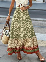 Geo & Block High Waist Boho Skirt for Women