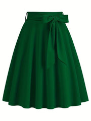 Retro A Line Skirt Bowknot Front Skirt For Party Performance