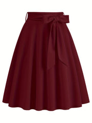 Retro A Line Skirt Bowknot Front Skirt For Party Performance