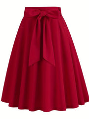 Retro A Line Skirt Bowknot Front Skirt For Party Performance