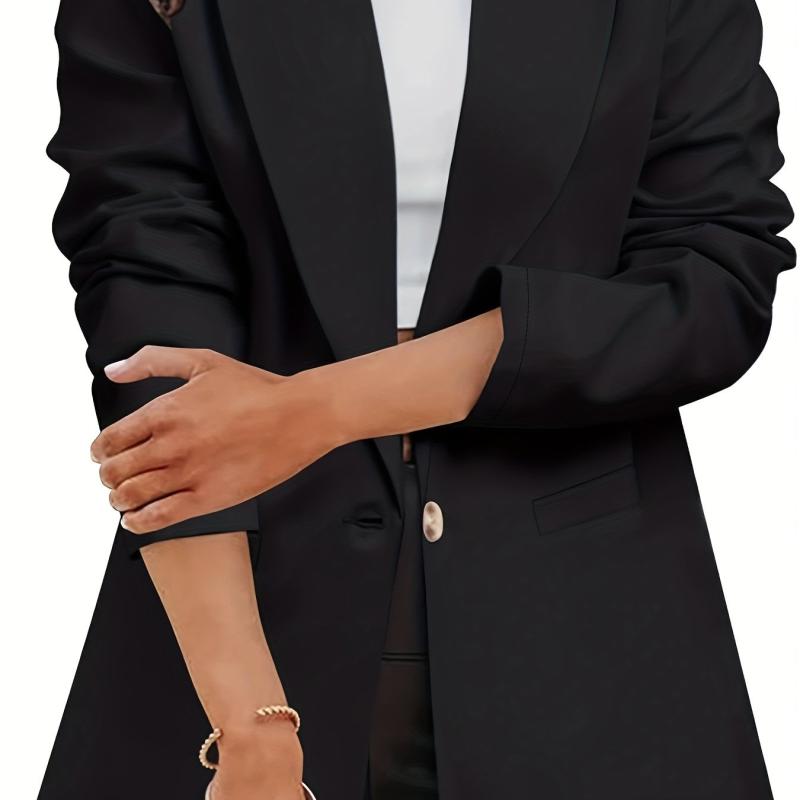Women's Plus Size Open Front Long Sleeve Boyfriend Blazer