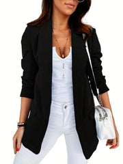 V Neck Pocket Blazer Coat Casual Long Sleeve Loose Outerwear
