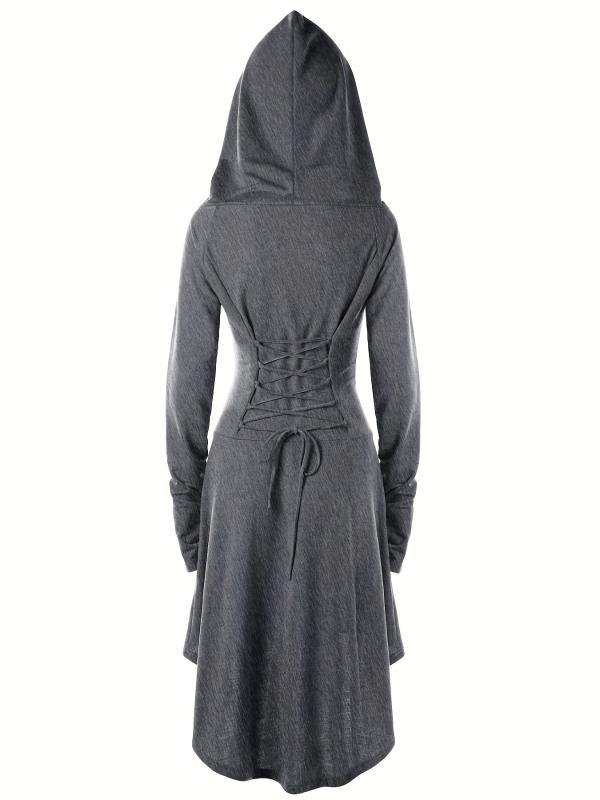 Gothic Hooded Cosplay Dress Long Sleeve for Halloween Party