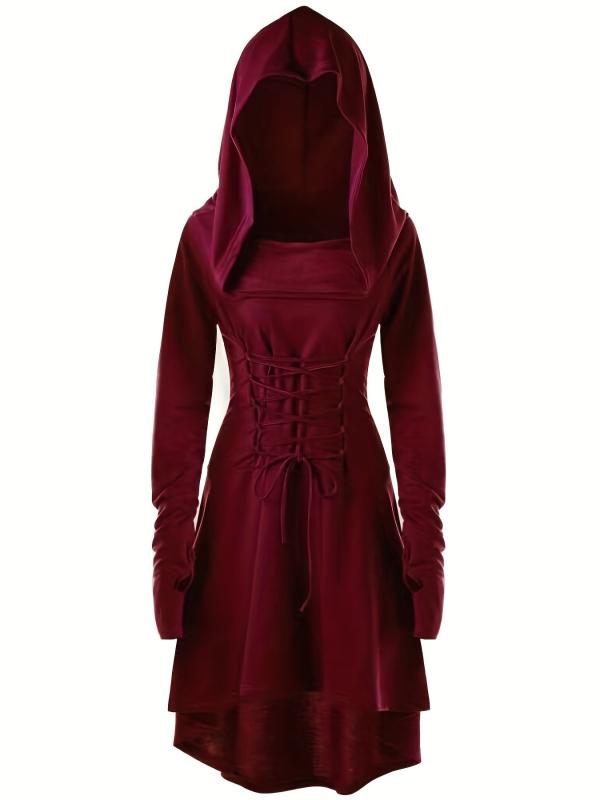 Gothic Hooded Cosplay Dress Long Sleeve for Halloween Party